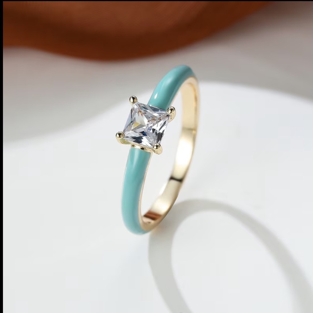 2 tone Gold & Blue Diamond Ring 3 pack